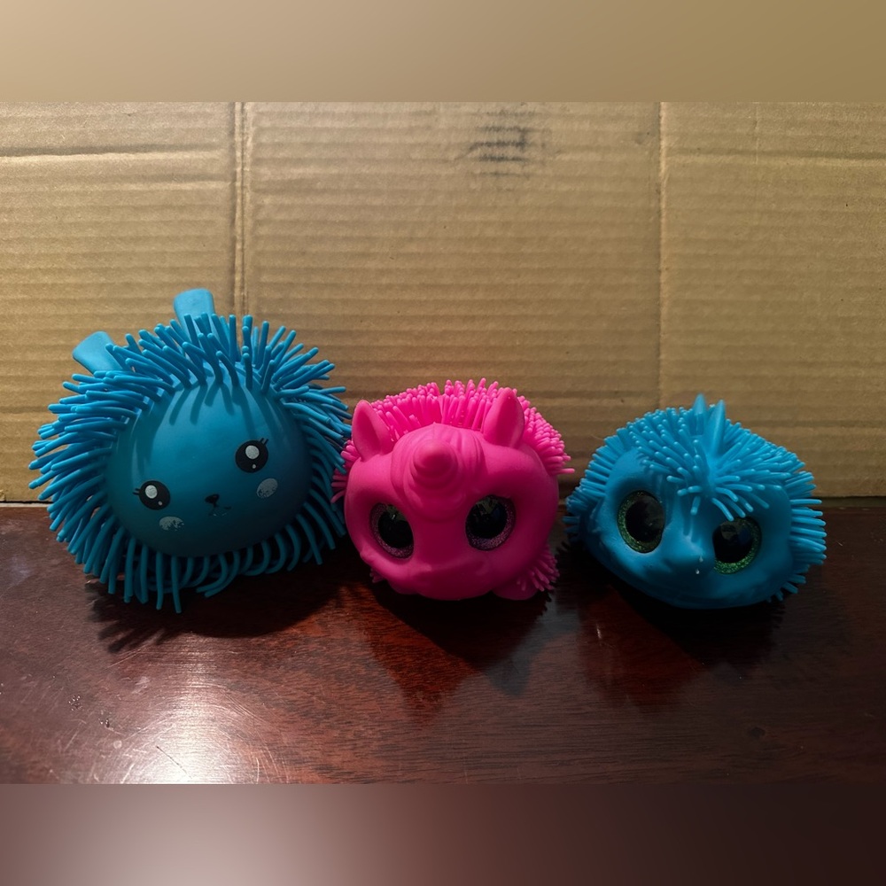 Set of Three Spiky Animal Toys - Blue and Pink